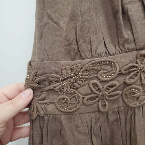RW&CO. Women's Brown Special Occasions Embroidered Sleeveless Formal Dress Sz 10 - Picture 2 of 5